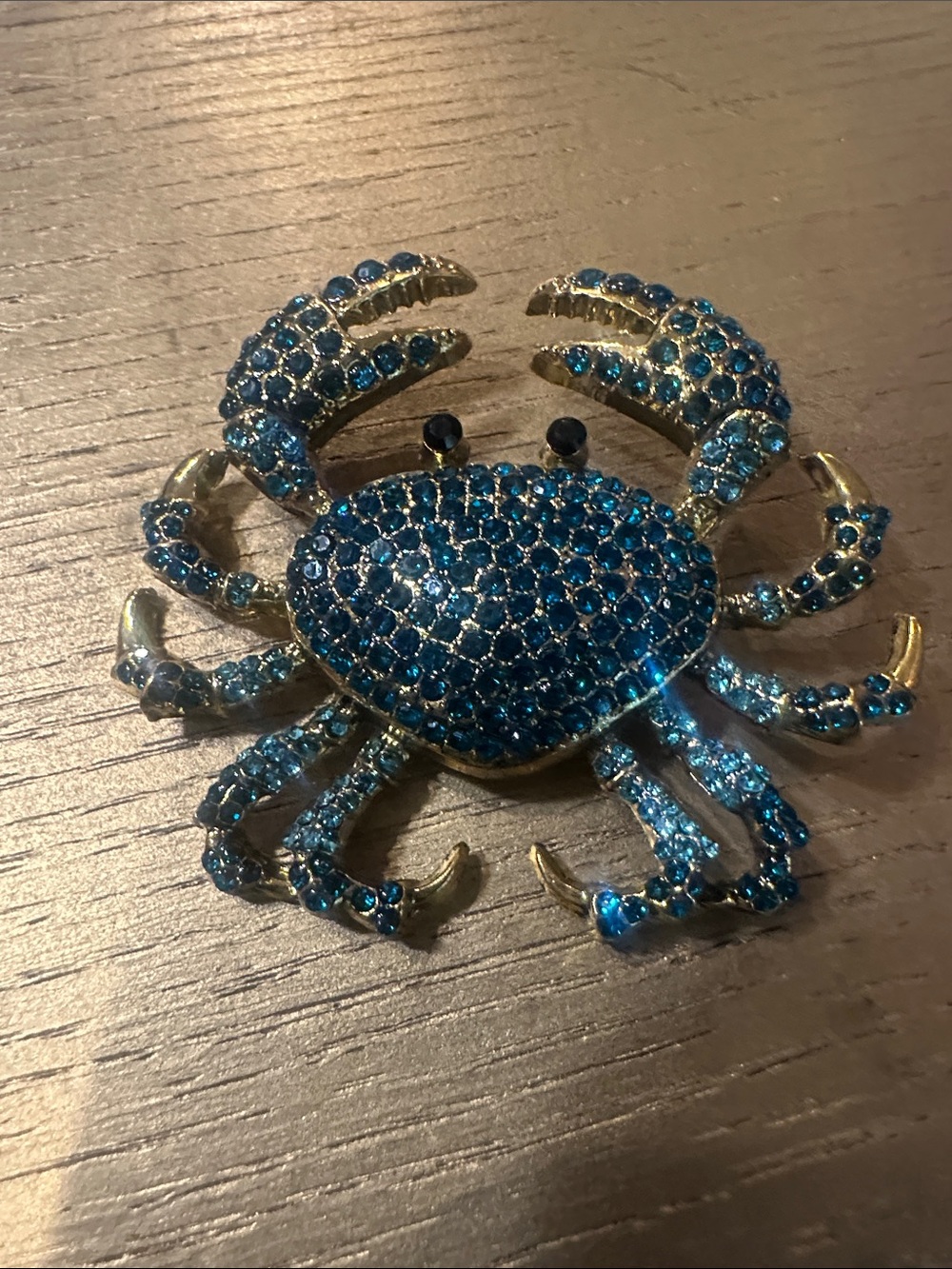 Turquoise Blue Crystal Crab Decorative Brooch by